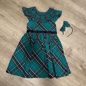 Janie & Jack Green Tartan Dress